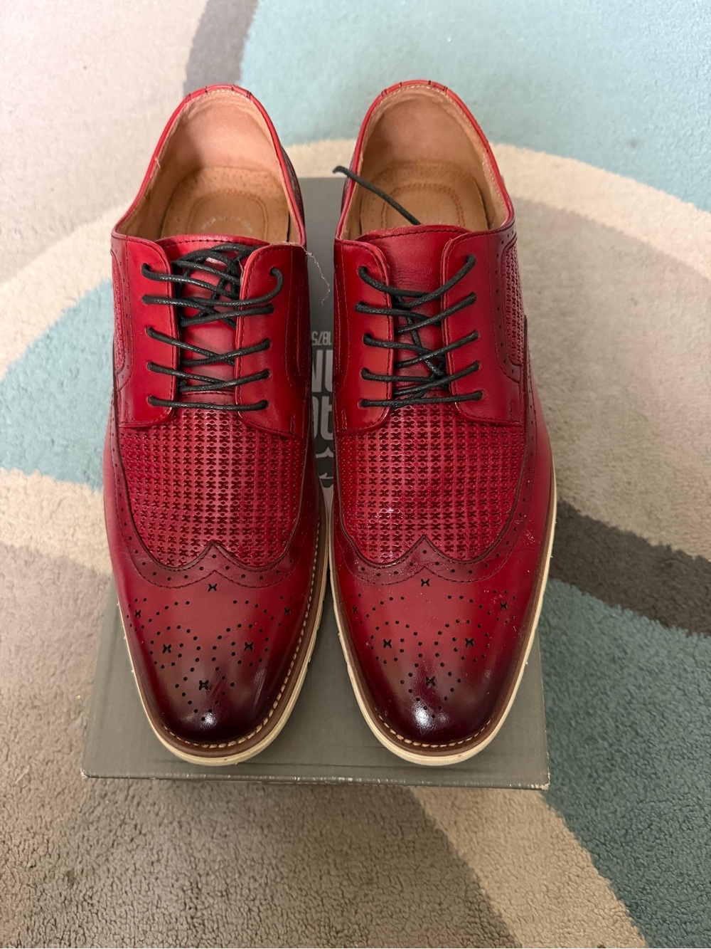 Stacy Adams Burgundy Perforated Wingtip Oxfords